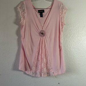 Lace Romantic Boho Fairy Babydoll Top Medium Pink‎ Vintage 90s/Y2k